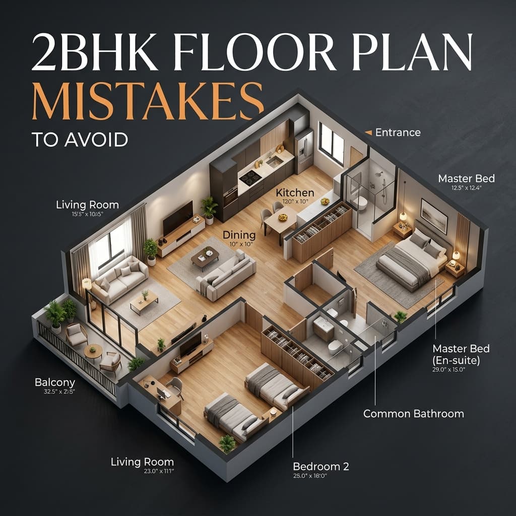 5 Mistakes to Avoid When Designing a 2BHK Floor Plan